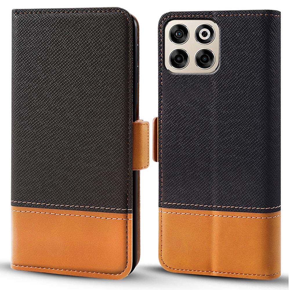 

Для ZTE Blade A35 Чехол Цветной Сращивание PU Кожаный Кошелек Чехол для Телефона Black