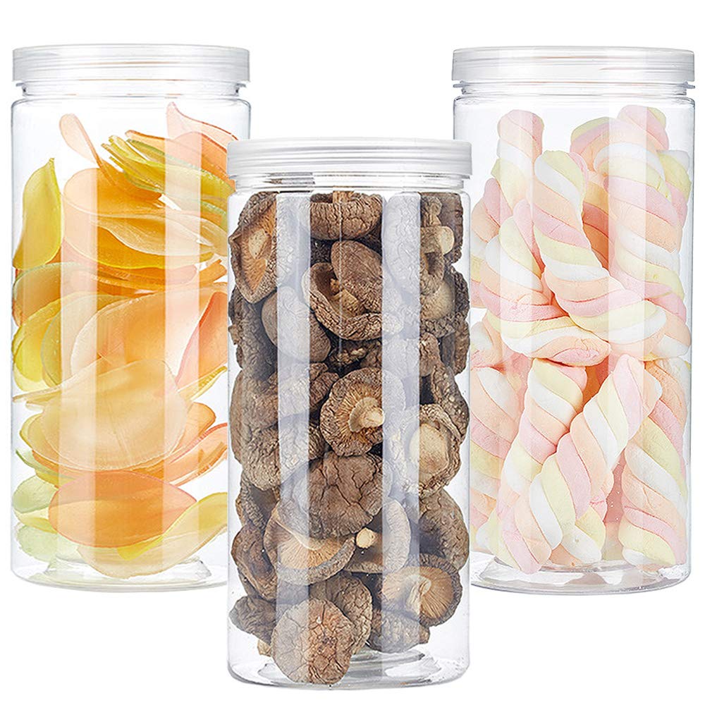 1PC Plastic Packing Bottle PET Clear Empty Seal Bottle Circular Bucket Storage Biscuit Jar Food Grade Sealed Cans Tank Container