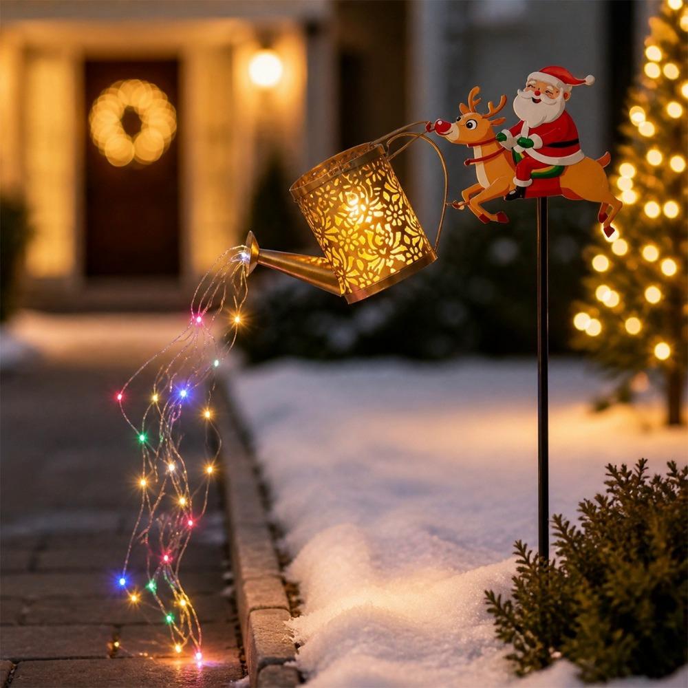 Waterproof Christmas Santa Solar Kettle Light Lawn Landscape Festive Lights Christmas Season