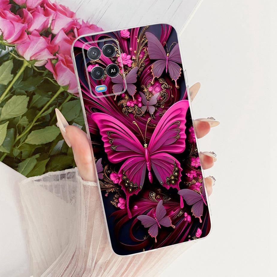 For Oppo A54 4G Case CPH2239 Luxury Butterfly Painted Cover Soft Silicone Phone Case For Oppo A54 5G A 54 s OppoA54s Fundas Bags
