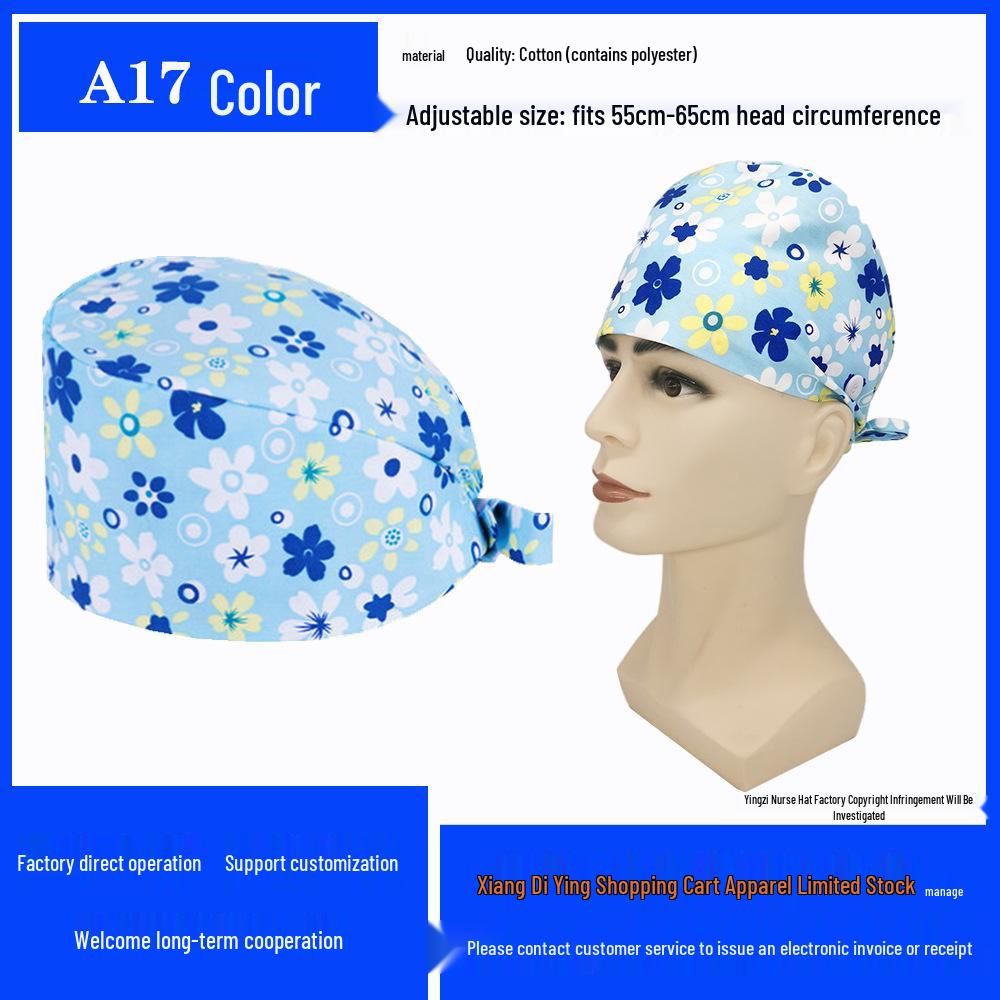 Pure Cotton Printed Surgical Cap for Nurses and Doctors