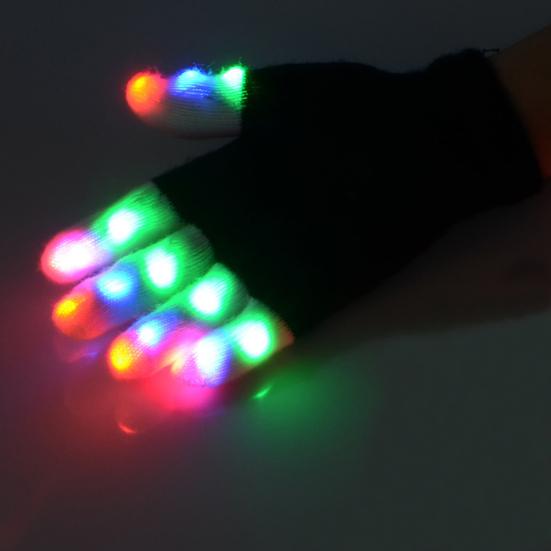 LED Rave Rukavice 7 Barev Svítící Prstové Rukavice pro Děti Dospívající Dospělé Zářící