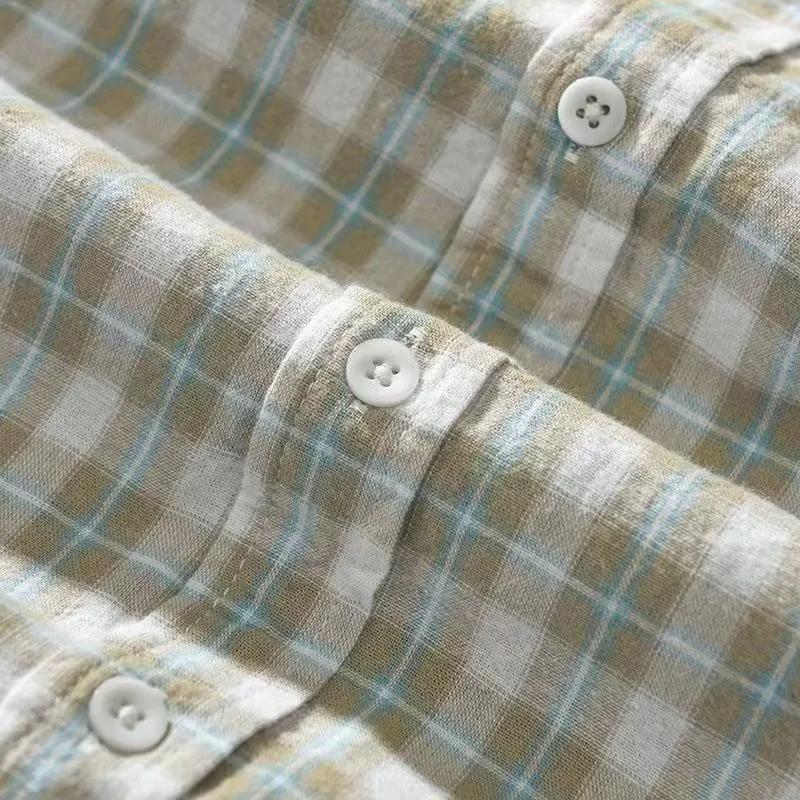 Pánská jarní/podzimní vintage ležérní košile s dlouhým rukávem, barevné bloky, pro mladé, jednoduchá, do práce, kostkovaná košile