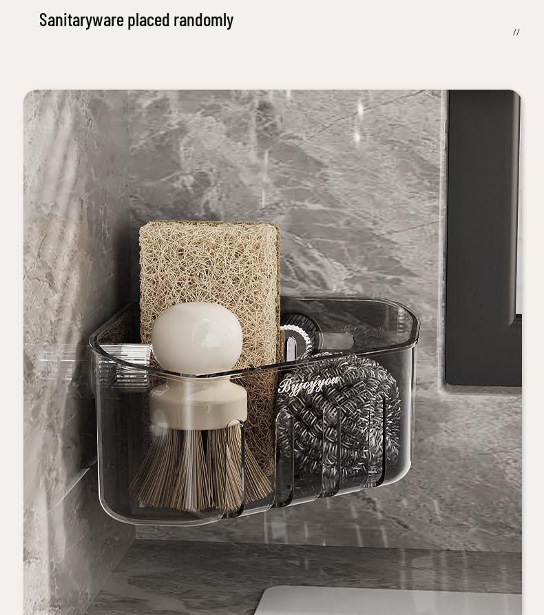 Corner Sink Storage Rack - Multi-functional Sponge & Dish Organizer with Suction Cup Wall Mount