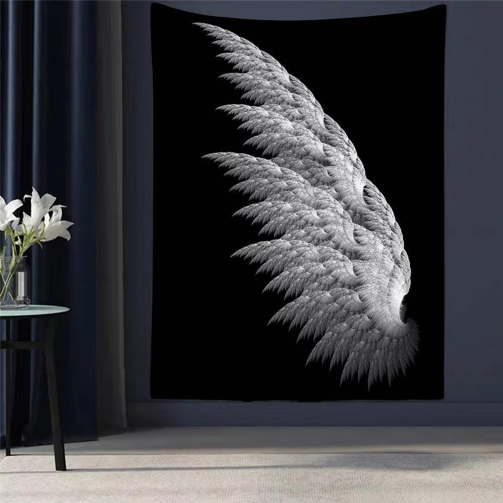 Black White Angel Wings Printed Large Wall Tapestry Cheap Hippie Wall Hanging Bohemian Wall Tapestries Mandala Home Decor