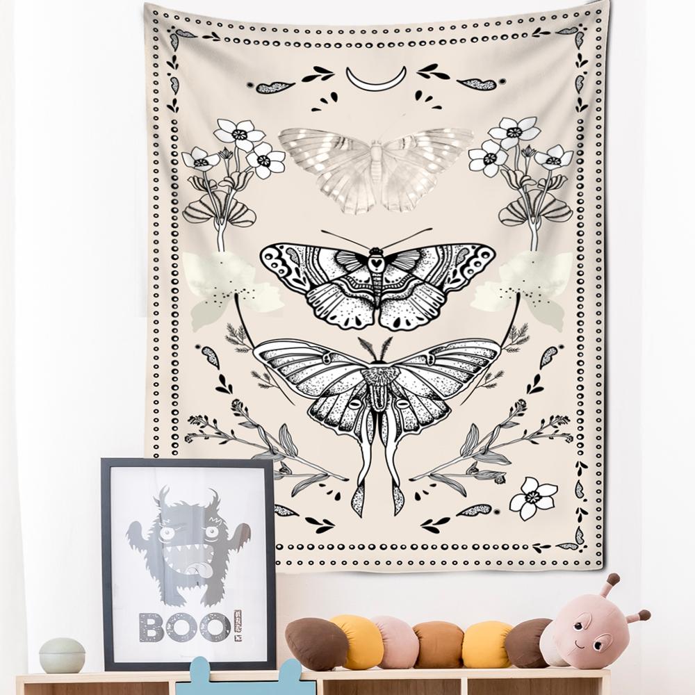Psychedelic Butterfly Tapestry Wall Hanging Tarot Witchcraft Tapiz Hippie Bohemian Style Mysterious Aesthetics Room Home Decor