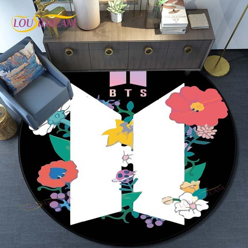 Tappeto Rotondo Kpop Bangtan Boys Tappetino per Pavimento Camera da Letto Tappeto Animale in Flanella Tappetino Antiscivolo per Gioco Bambini Tappetini Decorazione Stanza Bambini