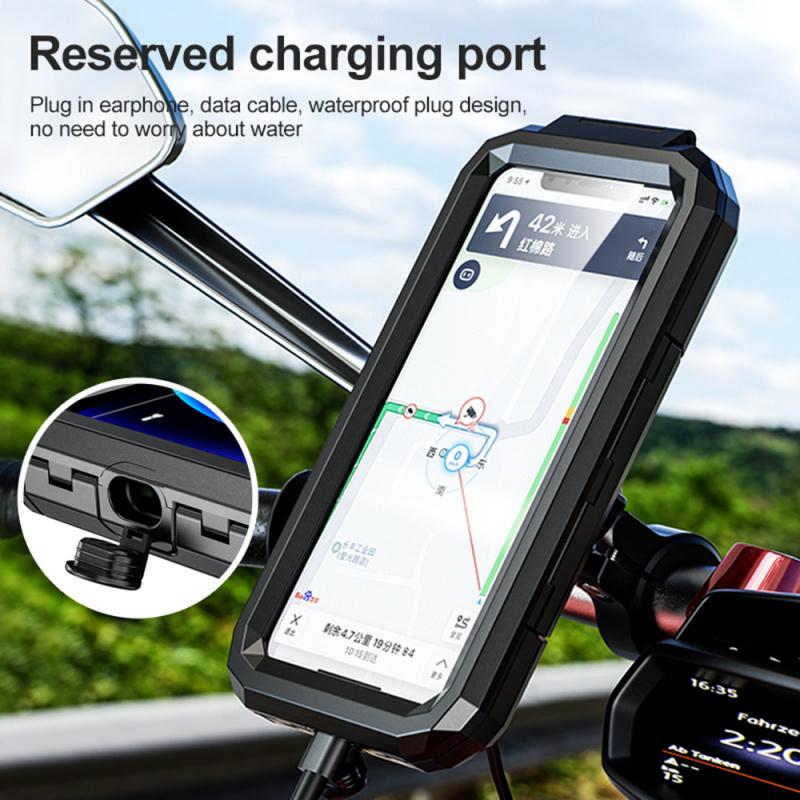 Motorcycle Waterproof Mobile Phone Case Holder with Wireless Charger Adjustable