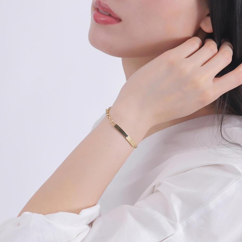 Paar Armband 2er Set Allergiefrei Edelstahl Platte Schlicht Halbrund Kette Einfach Chirurgischer Edelstahl Gelb Gelb [Weißklee] &