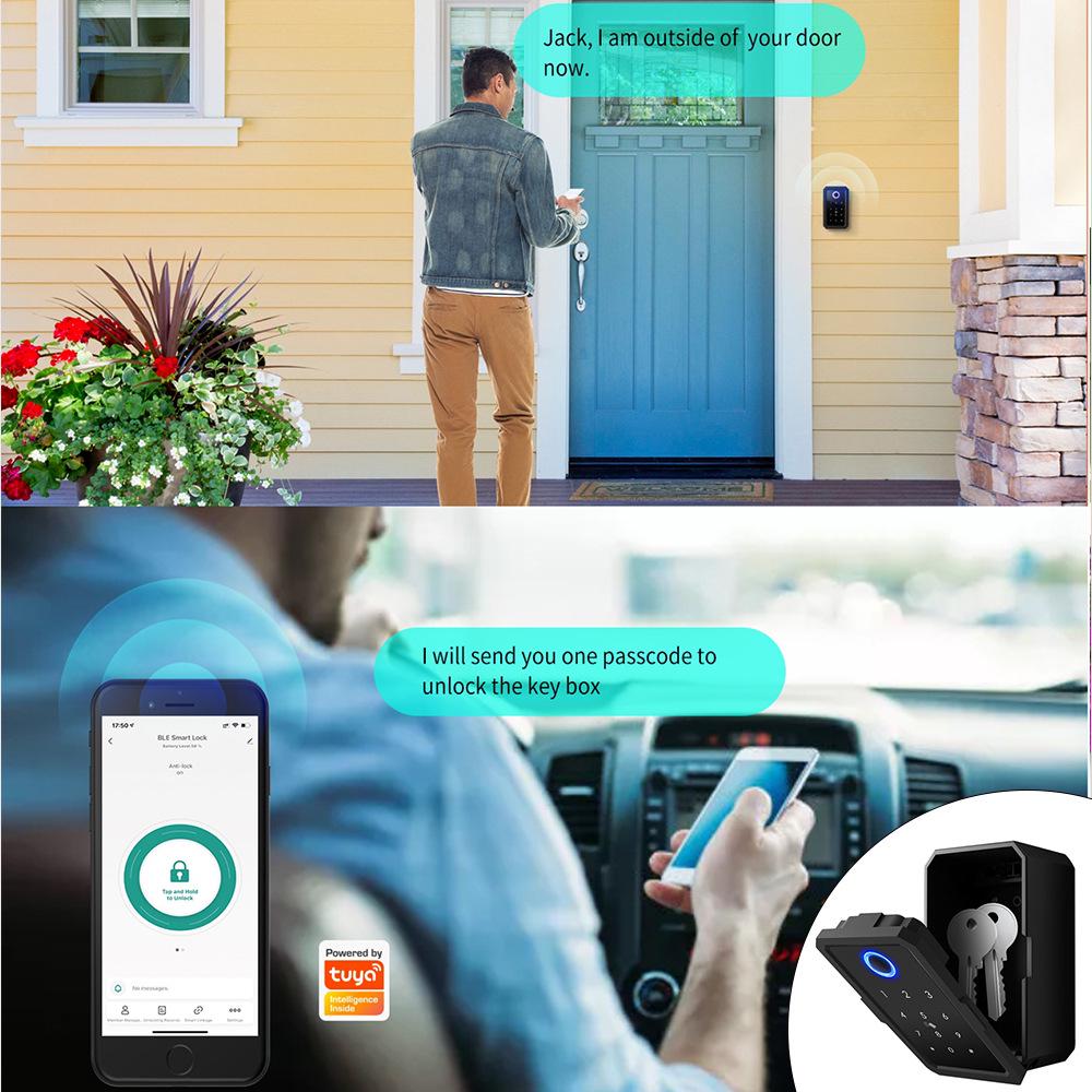 Tuya Smart Bluetooth Key Lock Box with Remote and Fingerprint Unlocking, Anti-Lost Feature