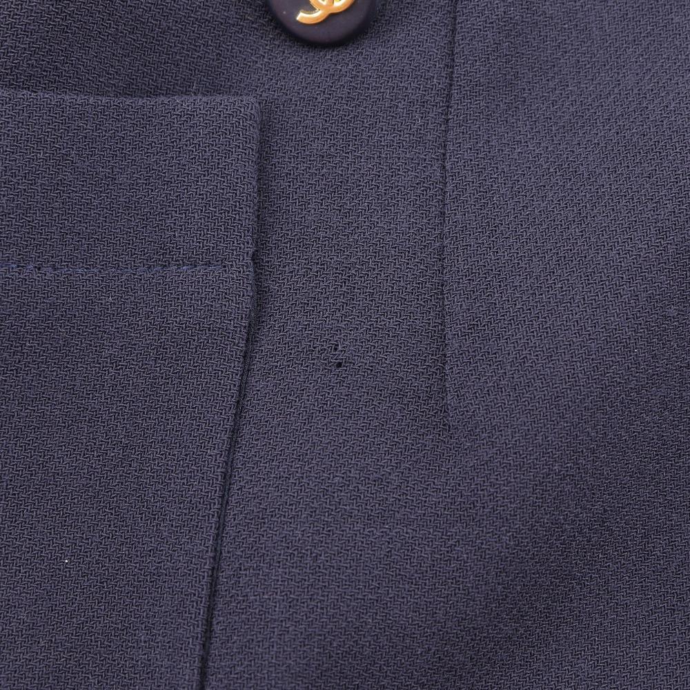 CHANEL COCO Mark Double Button skirt P07931V04916 97P vintage Navy blue wool Women Used