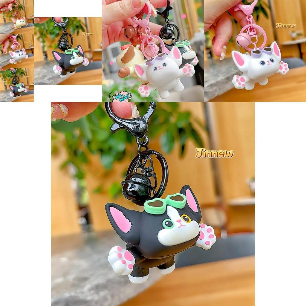 Adorable Jinnew Cartoon Devon Rex Cat Sunglasses Keychain Cute Gift Accessory For Cat Lovers