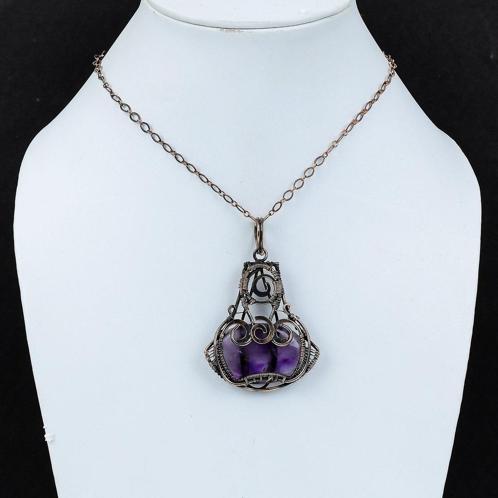 Star Amethyst Pendant Copper Wire Wrapped Jewelry Very Pretty Copper Pendant Gemstone Jewelry For Gift Handmade Pendant Wire Wrapped Pendant