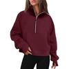Felpa HNXC da Donna Autunno e Inverno, Mezza Zip, Collo Alto Corto, Monocolore, con Pile
