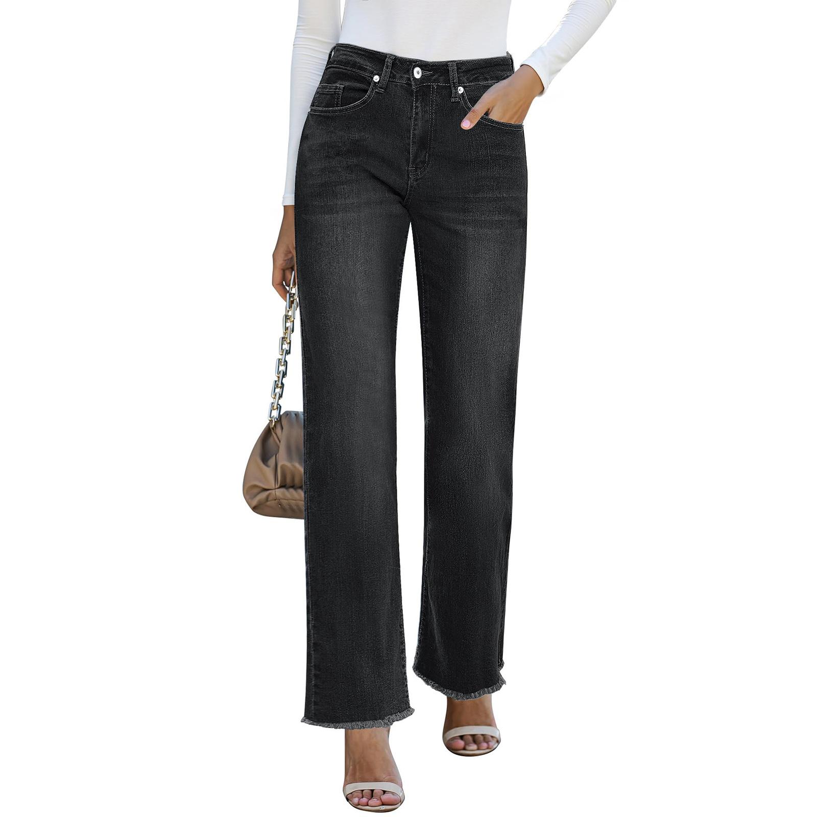 

Ladies Retro Straight Leg High Waisted Jeans XL чёрный