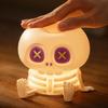 Night Light Halloween Skeleton Light, Silicone Touch LED Bedside Lamp for Kids, Cozy Companion 8 Color RGB Dimmable Warm Desk Decor Bedroom