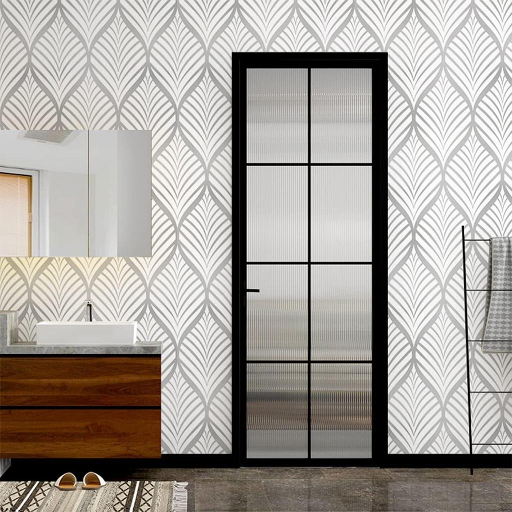 Mehrgrößen Boho Geometrische Silberblatt Peel and Stick Tapete Selbstklebende Kontaktpapier für Heim Badezimmer Dekoration