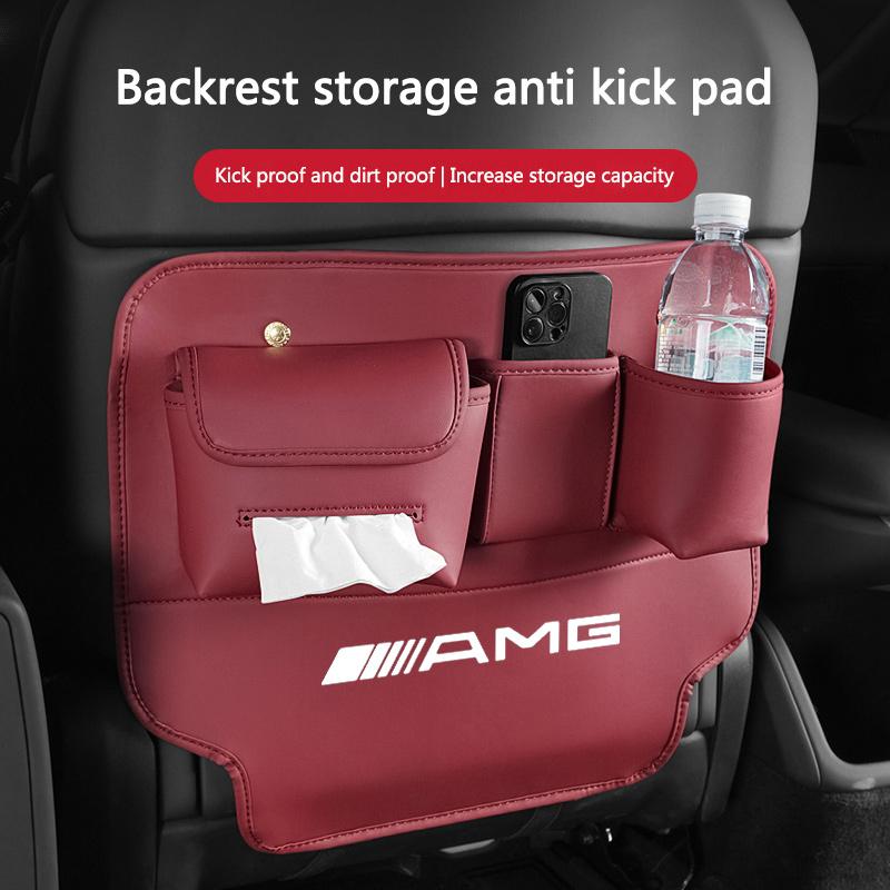 Car Seat Pad Storage Bag Anti Dirty Scratch Resistant Leather Anti Kick Pad For Mercedes Benz GLE63 CLS63 GLC63 W204 AMG Sticker