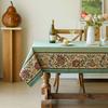 American Country Style Linen Blend Rectangular Tablecloth with Jacquard Pattern
