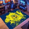 Club America CA Crest Yellow Graffiti Football Silhouette Blue Background Print Area Rug Soccer Fan Entrance Home Decor Floor Rug