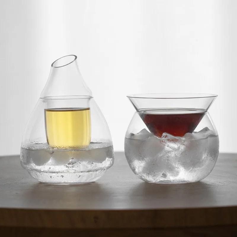 Japanese Creative Wine Warmer Chilled Pot Set,New Shot Glass,Household Glass Clear Wine Pot Bar Accessories Cocktail Shaker Gift