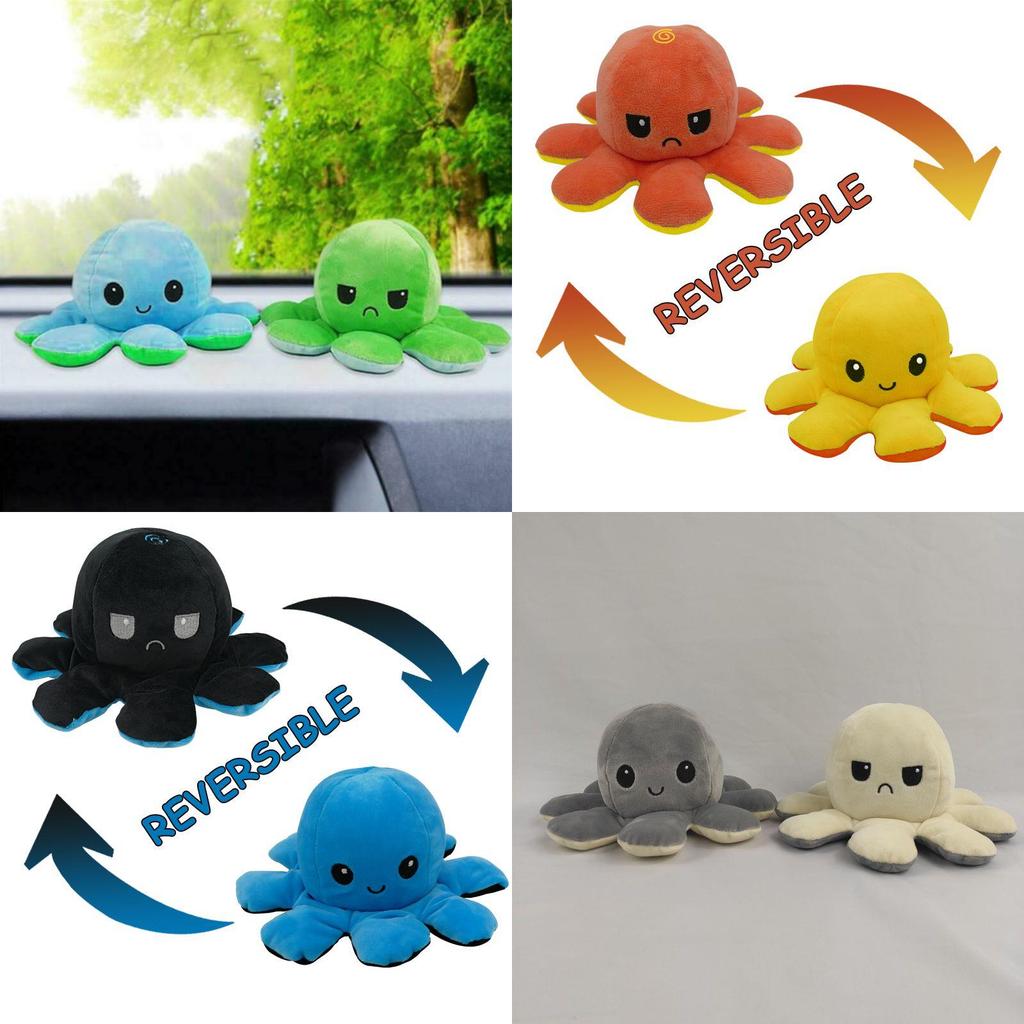 Jucărie de pluș moale și adorabilă, reversibilă, cu caracatiță, pentru copii