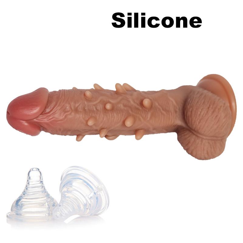 Realistic Silicone Dildo with Textured Surface - Women’s Adult Sex Toy for Enhanced Stimulation