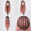 HAIRCUBE Long Wavy Pink Ombre Synthetic Wig with Bangs Natural Hairline Wig for Women Cosplay Daily Party Heat Resistant Hair