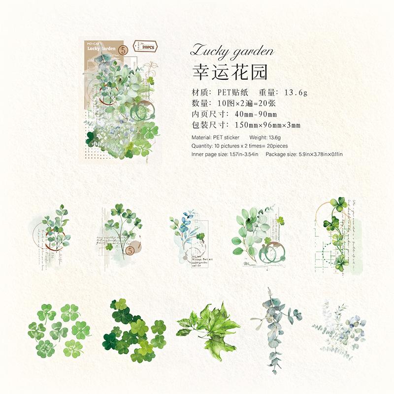 20pcs/1lot Kawaii Stationery Sticker Green Plant Workshop Junk Journal Decorative Scrapbooking DIY Craft Sticker