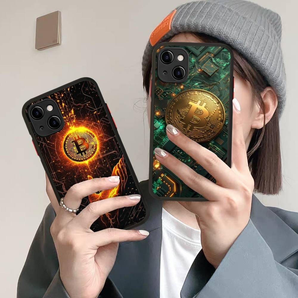 Luxury B-Bitcoin Phone Case For IPhone 13 12 X XS MAX Pro Max 16 15 11 14 Pro Max Shockproof Matte Cover