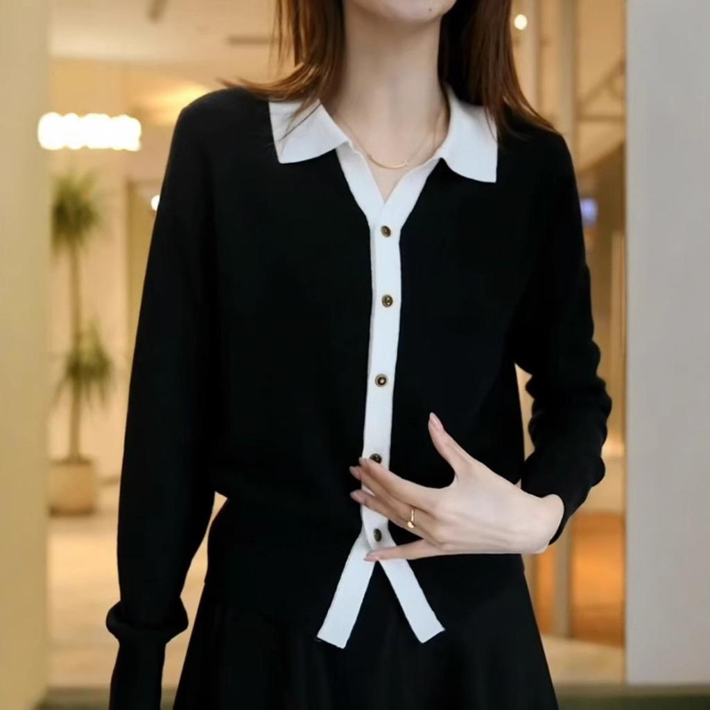 Polo Neck Knitted Cardigan for Women New Style In Autumn Unique and Super Beautiful Design Top