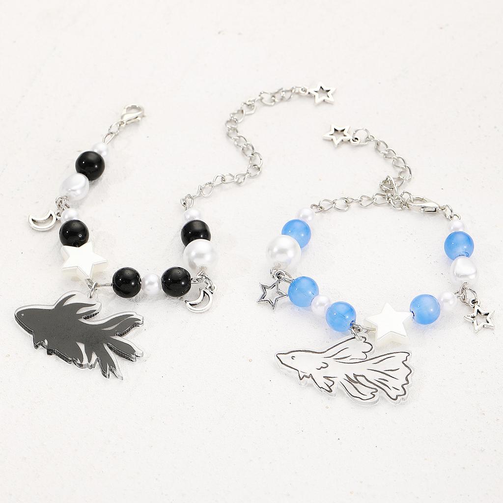 2025 Black and White Tropical Fish Handmade Bracelet Female Girlfriend Accessories Cold Niche Sweet and Cool Hot Girl Couple Bracelet