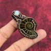 Ammonite Fossil Pendant Copper Wire Wrapped Pendant Rainbow Moonstone Pendant Gemstone Copper Wire Jewelry Anniversary Gift Handmade Pendant