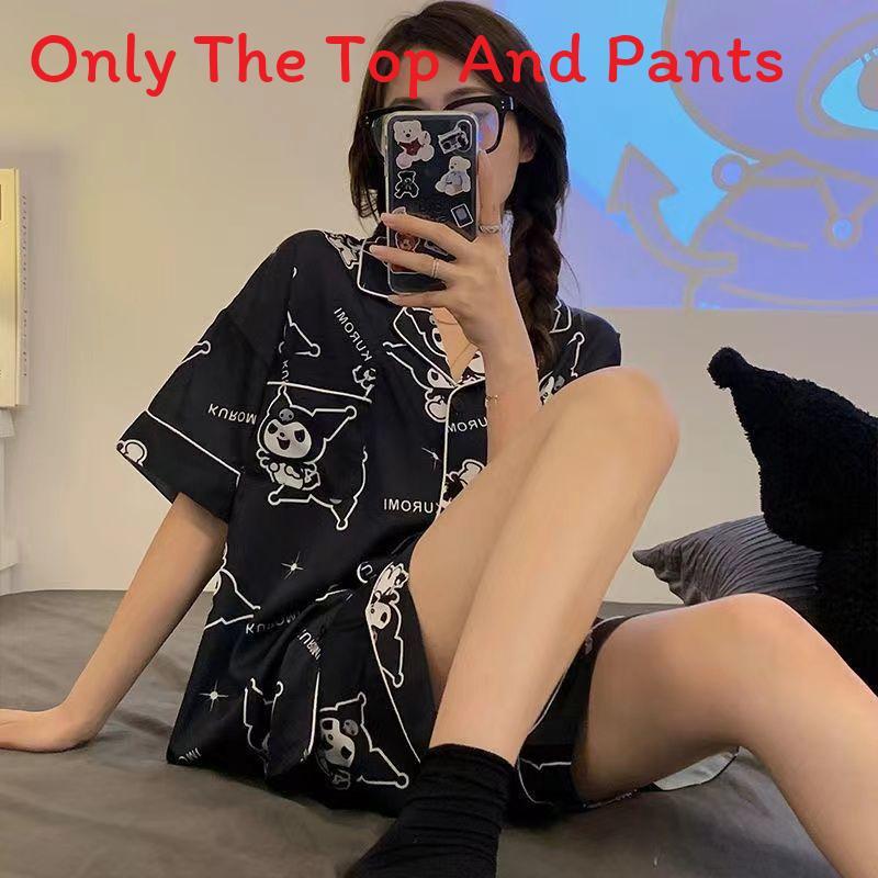 Summer Ice Silk Sleepwear Set With Short Sleeves And Shorts For Comfortable Home Wear