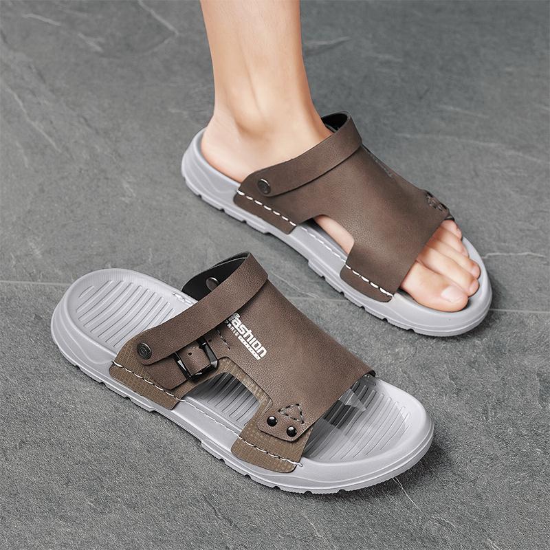 High-End Men's Sandals New Summer Outdoor Wear-Resistant Anti-Slip Soft Bot Two-Purpose Slip-On Oes Breathable PVC