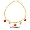 Retro European Style Strawberry Necklace Fruit Series Pitaya Chain Choker Cherry Bracelet  Spring