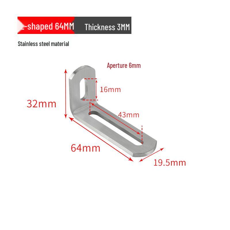 Stainless Steel 90° Movable L-Shaped Corner Bracket with Long Hole for Shelf Support