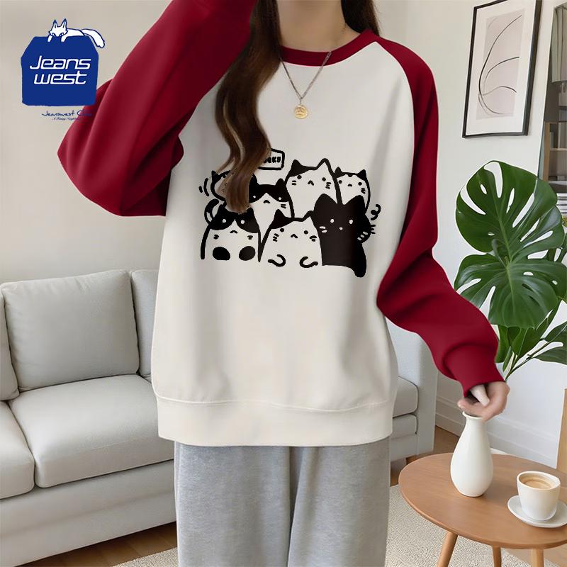 

Jeanswest Club Women s Raglan Print Spliced Sweatshirt 2XL