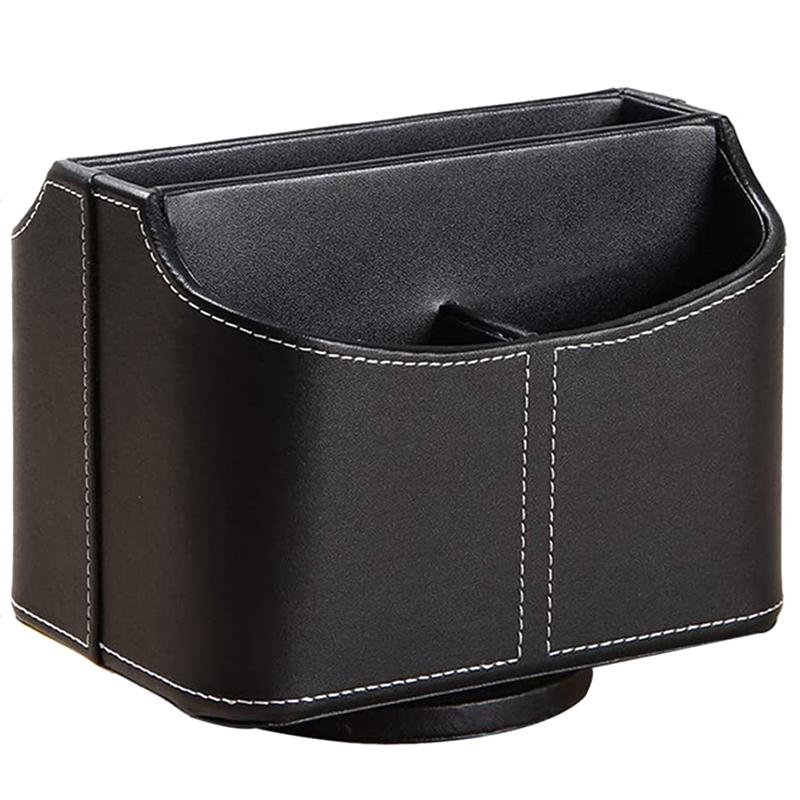 Кожаный держатель для пульта дистанционного управления вращающийся на 360 градусов настольный органайзер для пультов от телевизора прикроватный столик органайзер для контроллеров медиа почты чёрный 2240₽