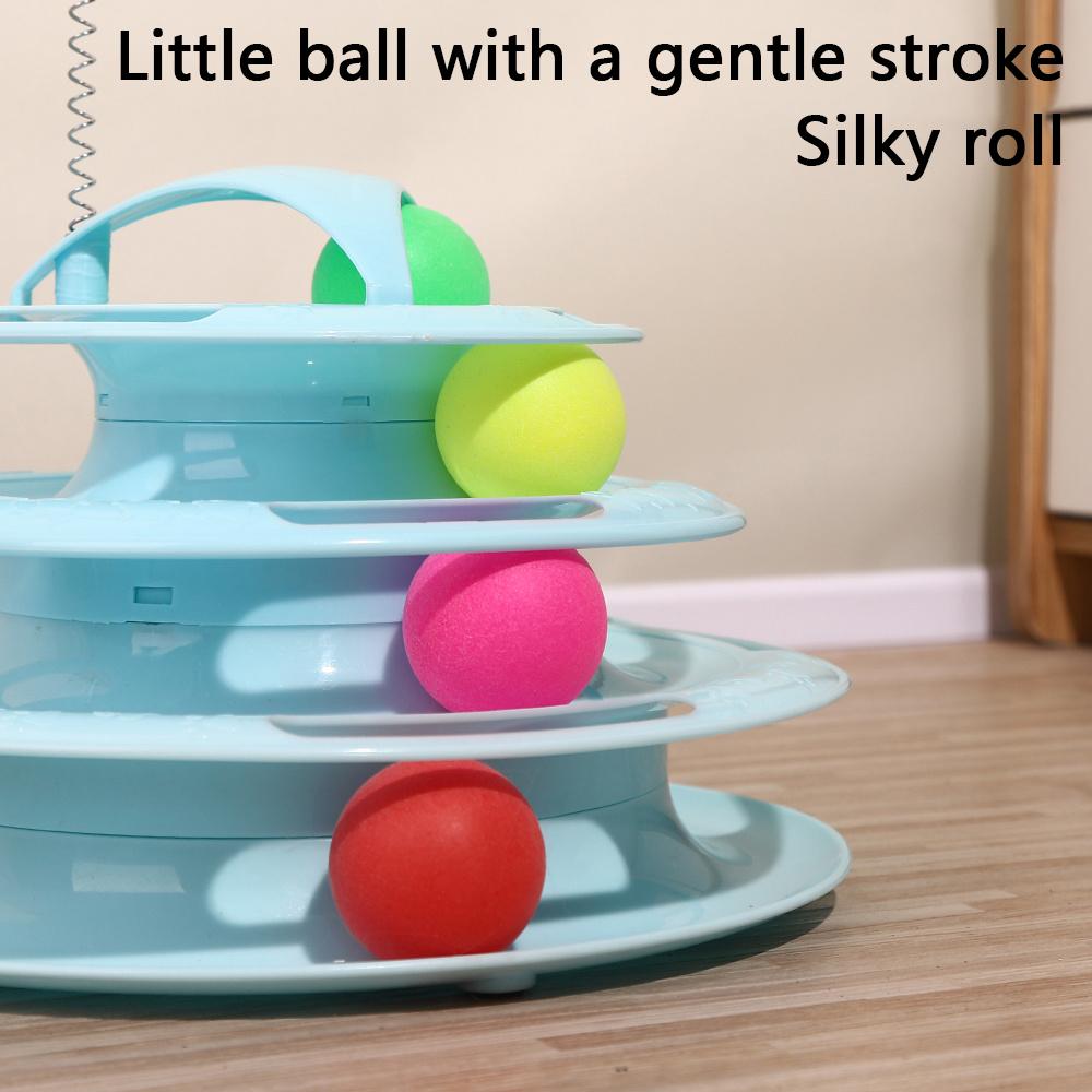 Cat Toys 4-Tier Turntable Roller Colorful Balls Interactive Kitten Exercise Toys Set