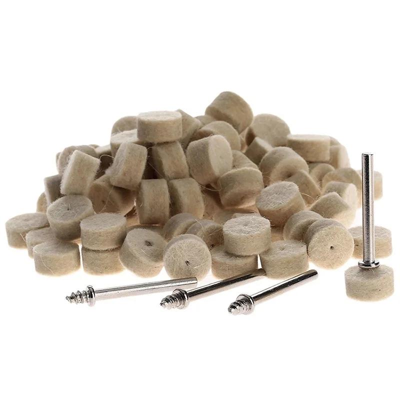 10pcs 13mm Wool Felt Polishing Buffing Round Wheel  with 2 Shanks For Dremel