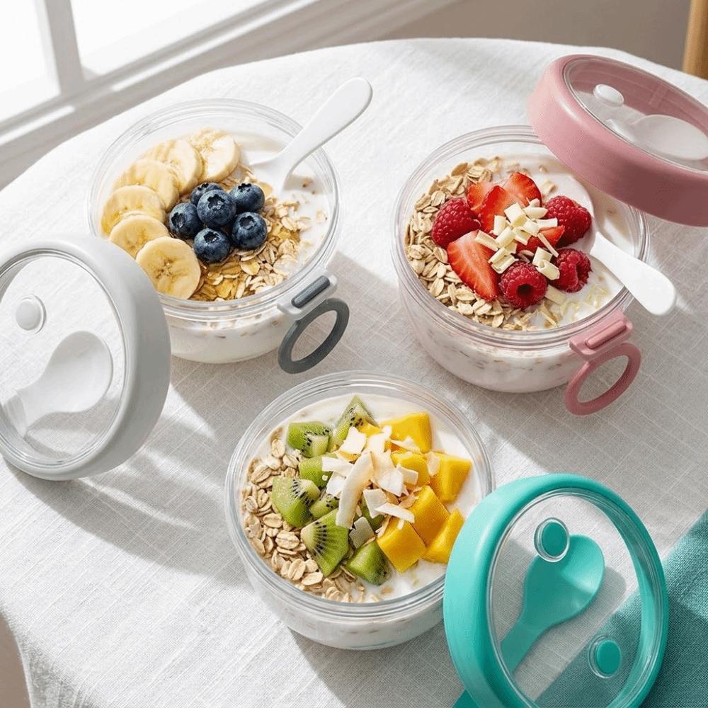 Leak Proof Oatmeal Cup Food Grade Breakfast Mug Stackable Design Yogurt Jar  Breakfast