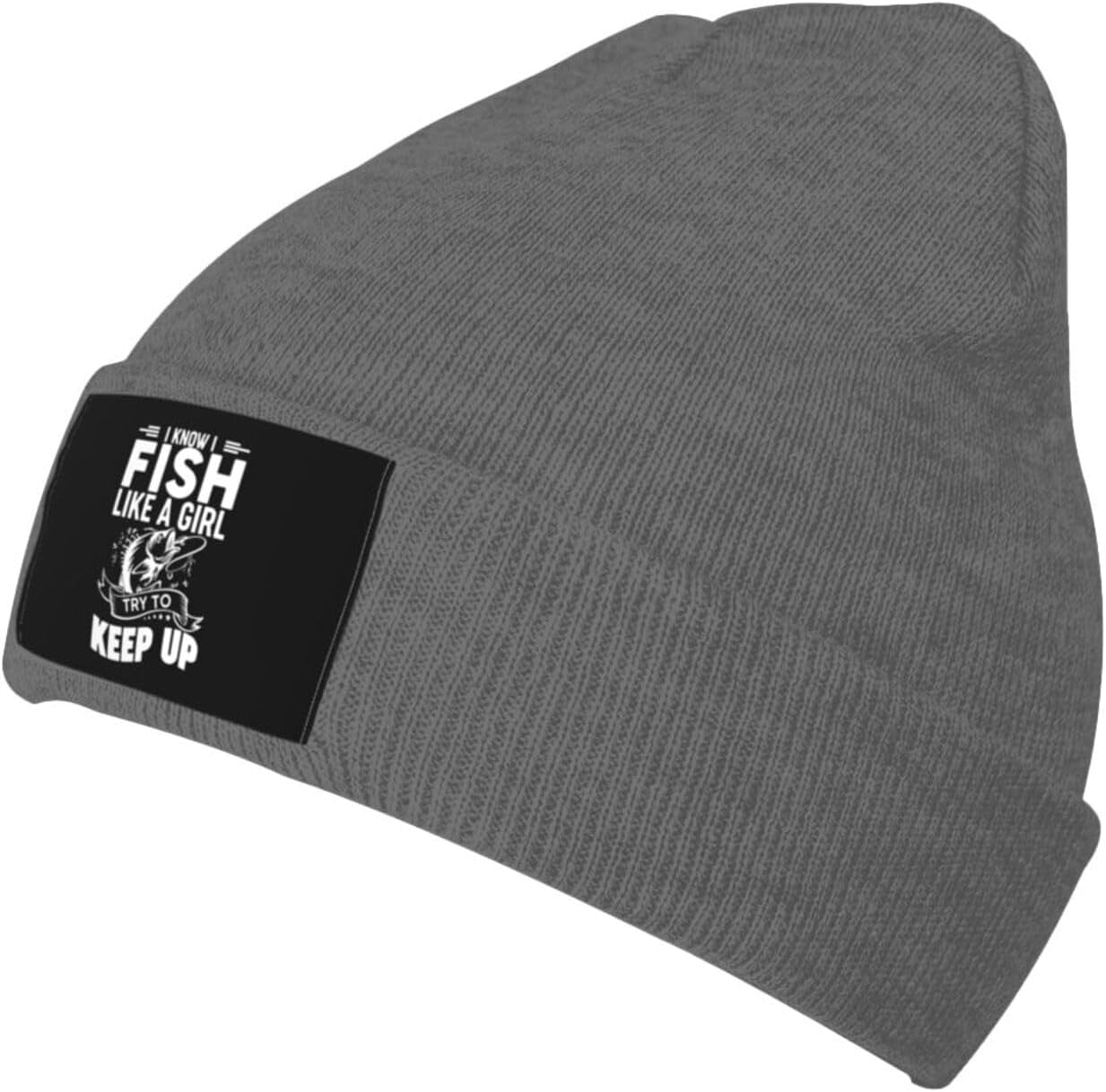 I Know I Fish Like A Girl Try To Keep Up UnisexWomen Beanie Winter Hat Warm Skull Knit Hats Soft Stretch