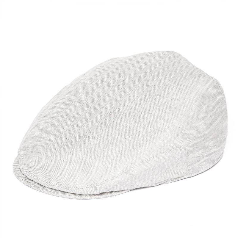 Botvela Linnen Platte Pet Voor Mannen Vrouwen Visgraat Linnen Newsboy Pet Lichtgewicht Chauffeur Ivy Pet Bakkerspet Zomer Boina Voor Mannen 61 cm white