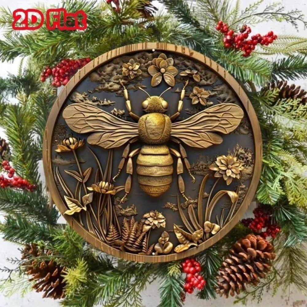 Vintage Bee Tin Sign Metal Wall Art Decor for Home Office Farmhouse