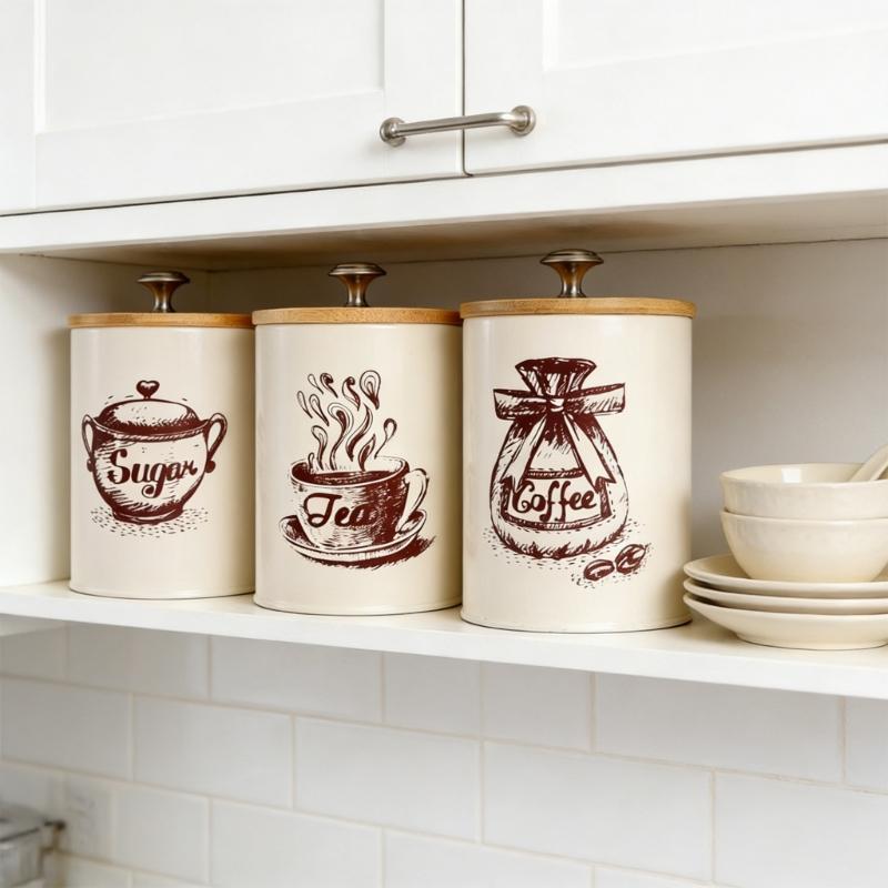 Teas Coffee Candy Container With Bamboos Lid for Kitchen Counter Multifunctional Sealed Storage Jar for Dry Food