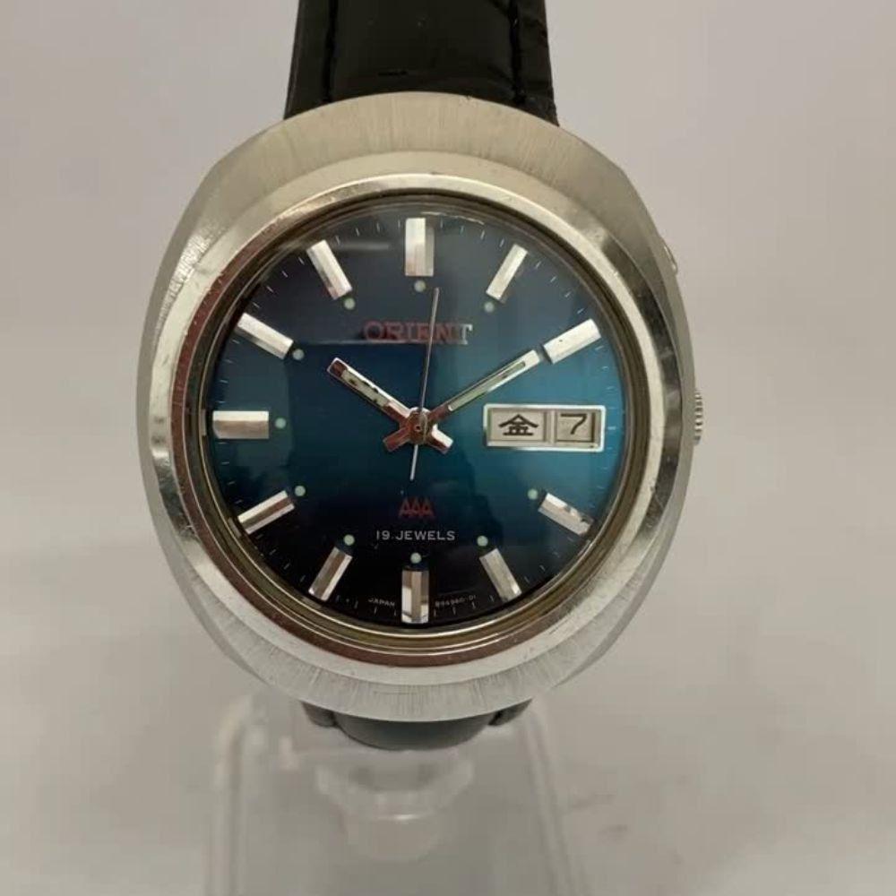 Used [Men's Watch] Rare ORIENT AAA 19JEWELS Blue Gradient Dial Day Date G104960 Vintage