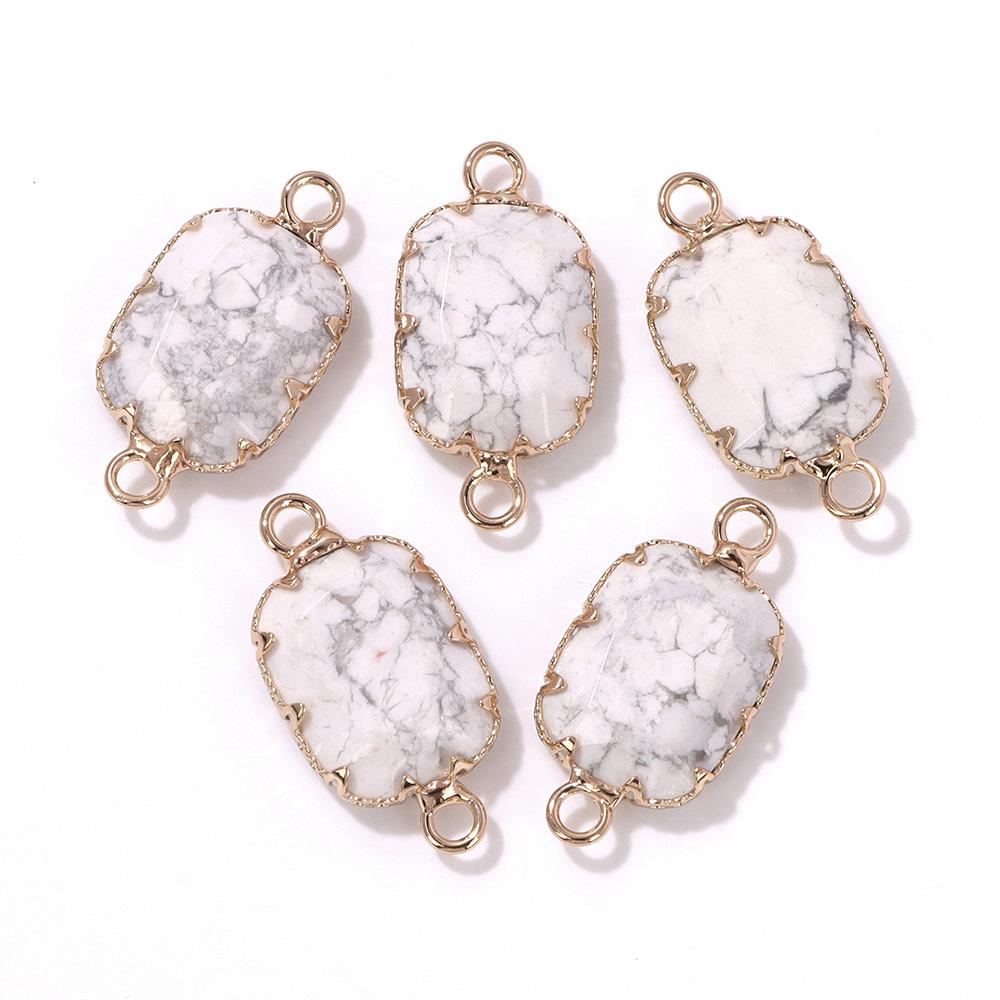 2pcs Natural Stone Pendant Quartz Lapis Chalcedony Amethysts Tiger Eye Stone Connector Charm For Making Necklace Bracelet