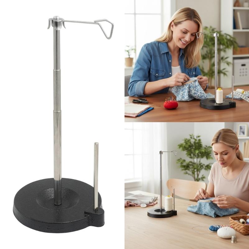Telescoping Sewing Machine Thread Holder with Metal Base Adjustable Height Thread Spool Stand for Quilting Tailoring