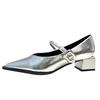 Spring 2025 New French Light Mouth Medium Heel Mary Jane Single Shoes Pointed Professional Black High Heels Women's Thick Heel